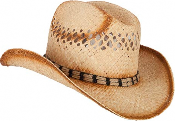 Topi Cowboy Berwarna Natural dengan Detail Tali